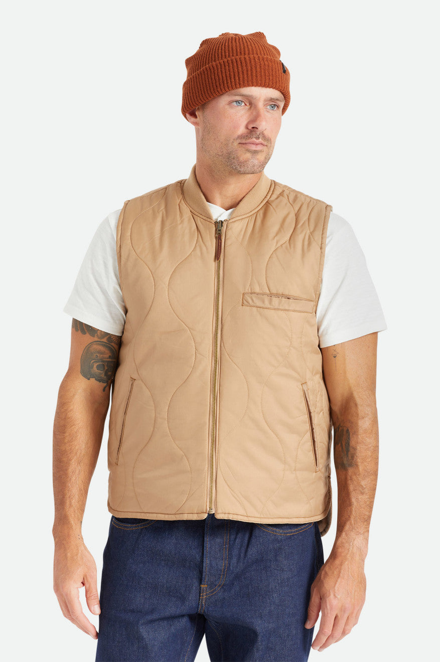 Chaquetas Brixton Abraham Reversible Vest Hombre Beige | 518943YCS