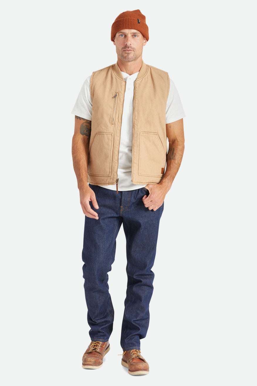 Chaquetas Brixton Abraham Reversible Vest Hombre Beige | 518943YCS