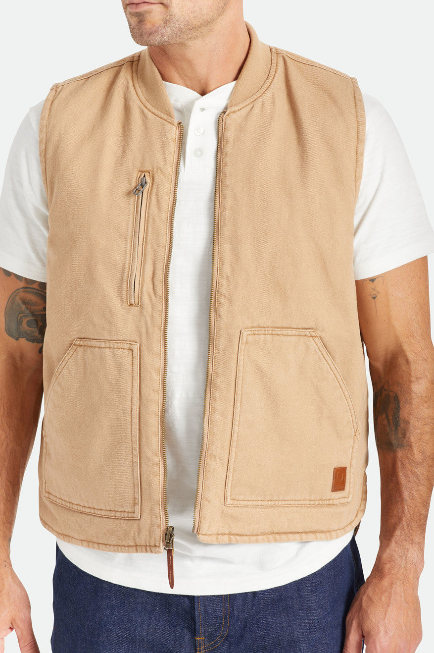 Chaquetas Brixton Abraham Reversible Vest Hombre Beige | 518943YCS