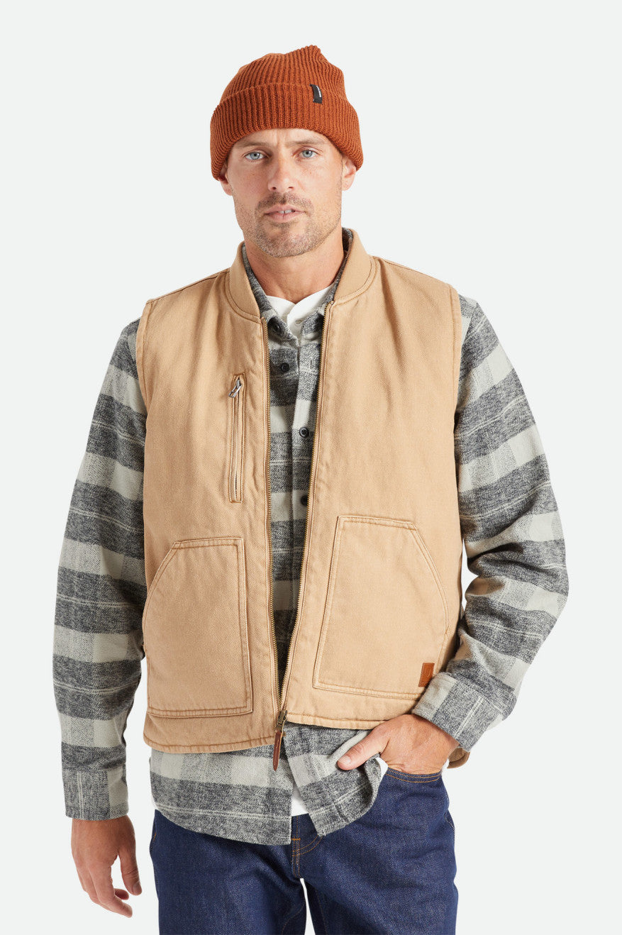 Chaquetas Brixton Abraham Reversible Vest Hombre Beige | 518943YCS