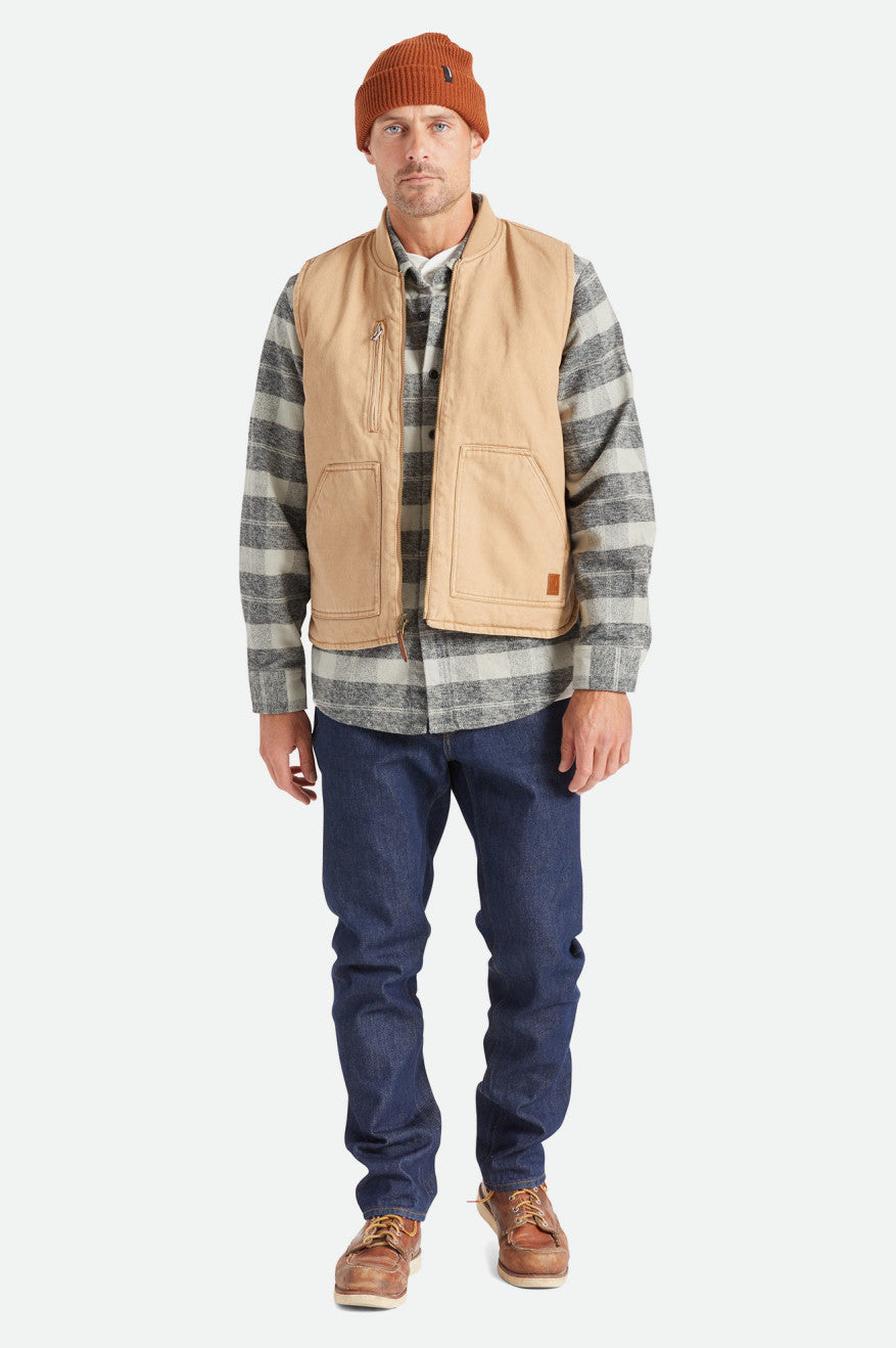 Chaquetas Brixton Abraham Reversible Vest Hombre Beige | 518943YCS