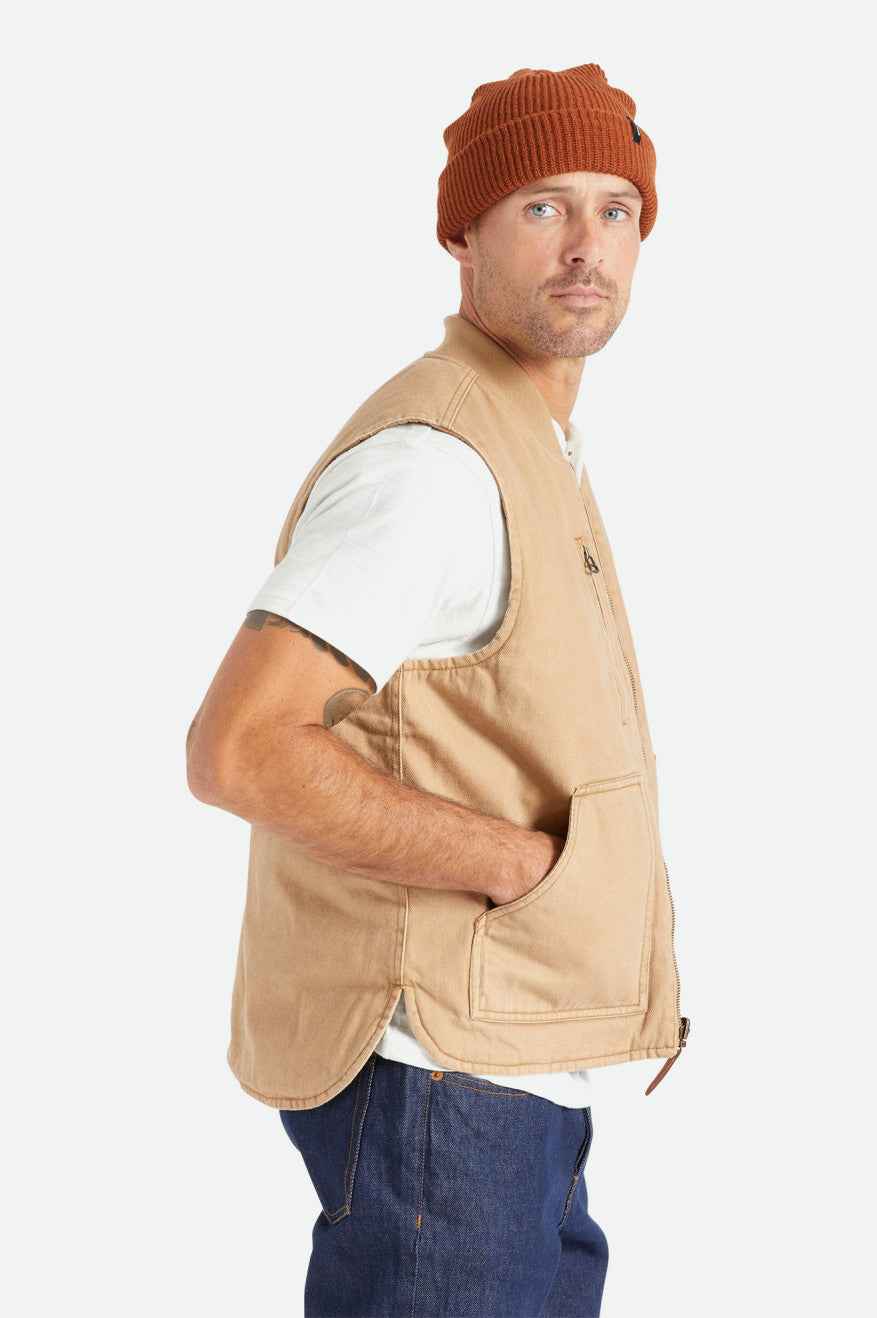 Chaquetas Brixton Abraham Reversible Vest Hombre Beige | 518943YCS