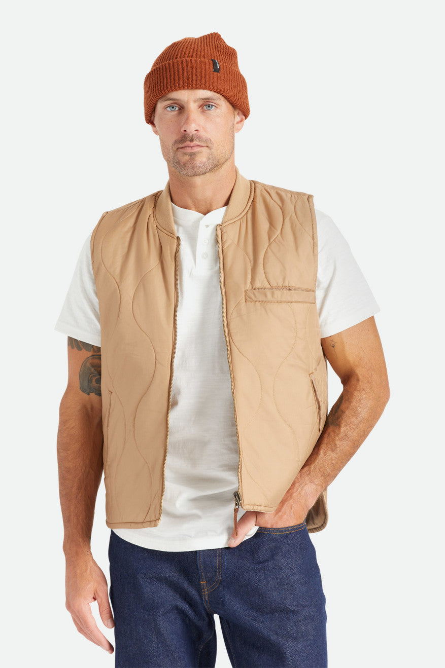 Chaquetas Brixton Abraham Reversible Vest Hombre Beige | 518943YCS