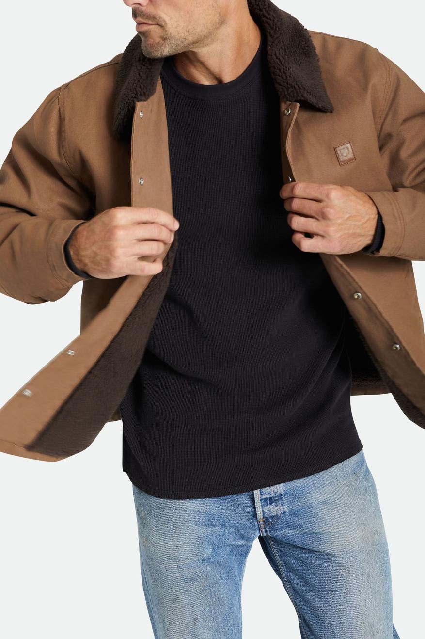 Chaquetas Brixton Beta Sherpa Forro Coaches Hombre Marrones | 580943FUL