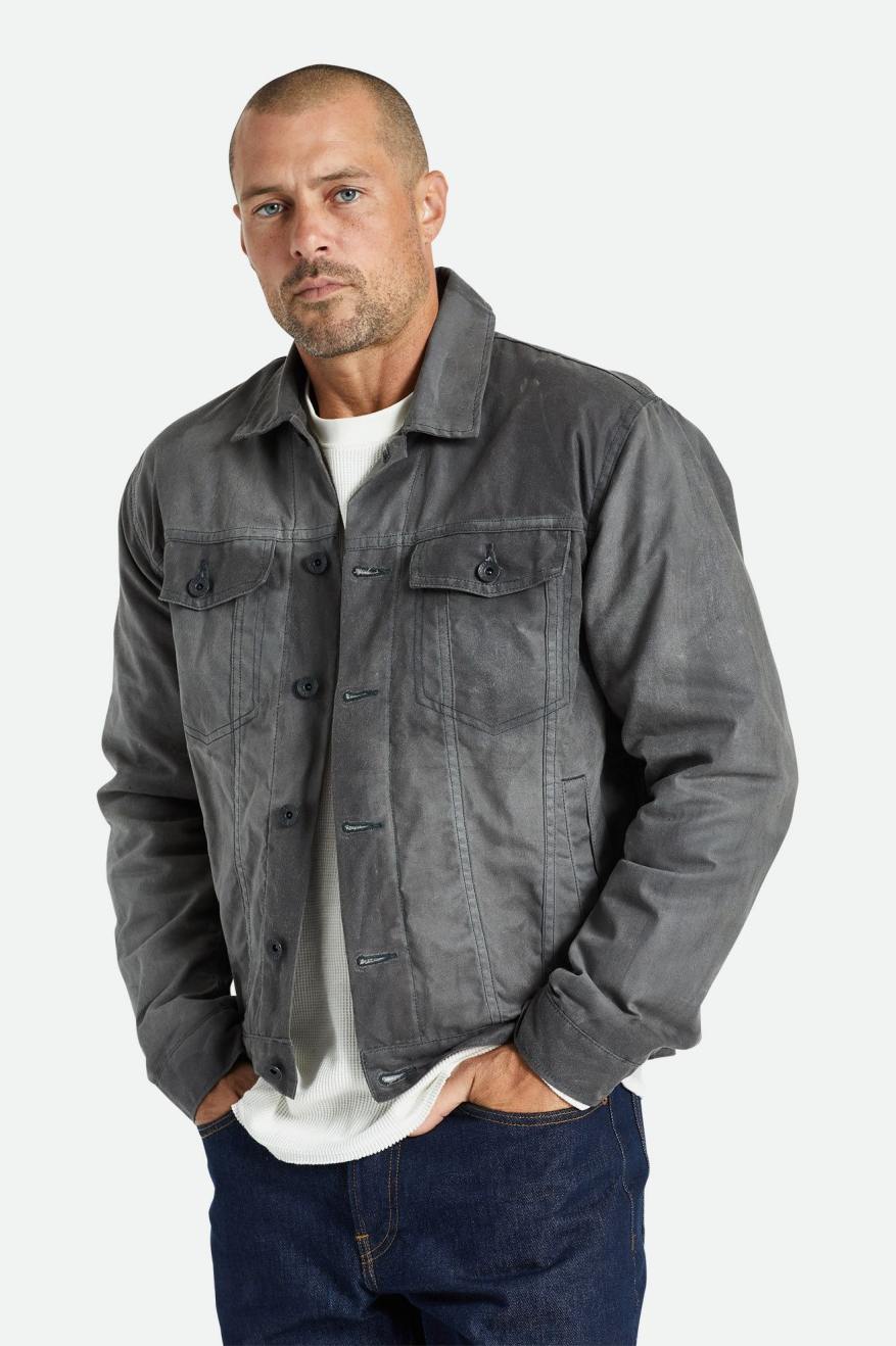 Chaquetas Brixton Cable Reserve Waxed Lona Trucker Hombre Gris | 653280NAJ