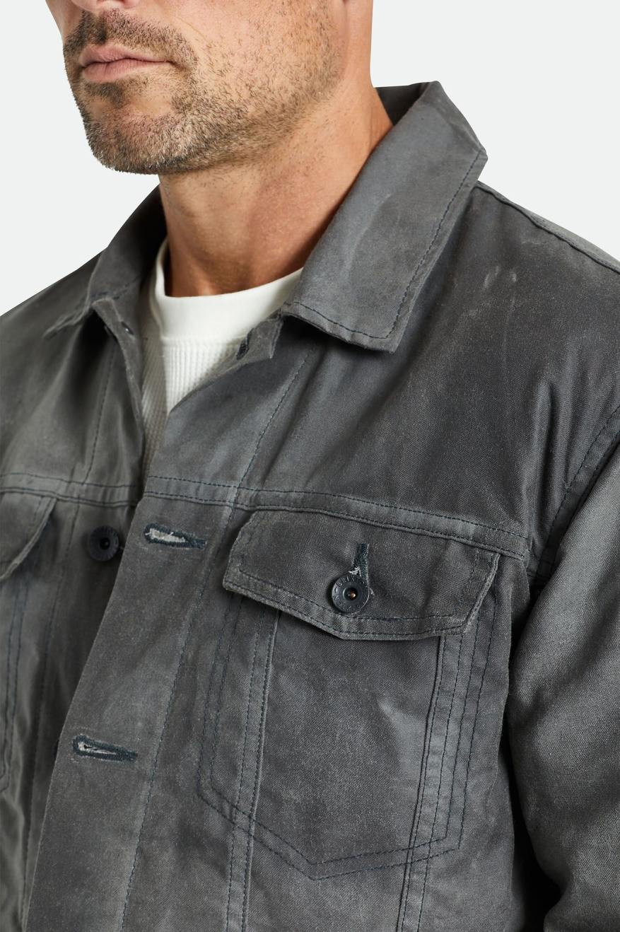 Chaquetas Brixton Cable Reserve Waxed Lona Trucker Hombre Gris | 653280NAJ