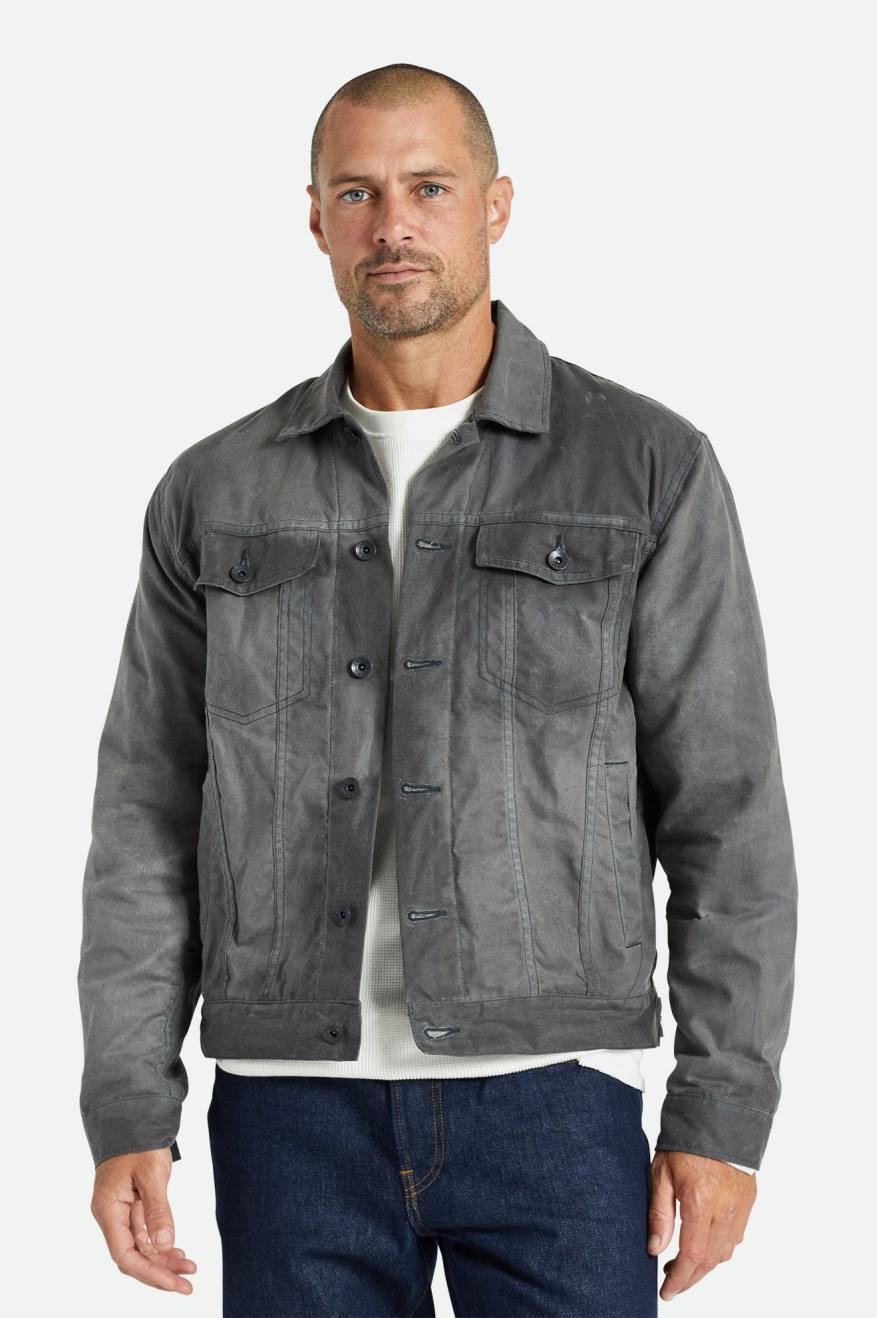 Chaquetas Brixton Cable Reserve Waxed Lona Trucker Hombre Gris | 653280NAJ