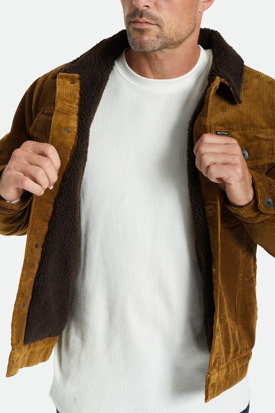 Chaquetas Brixton Cable Sherpa Forro Trucker Hombre Marrones | 321458TZB