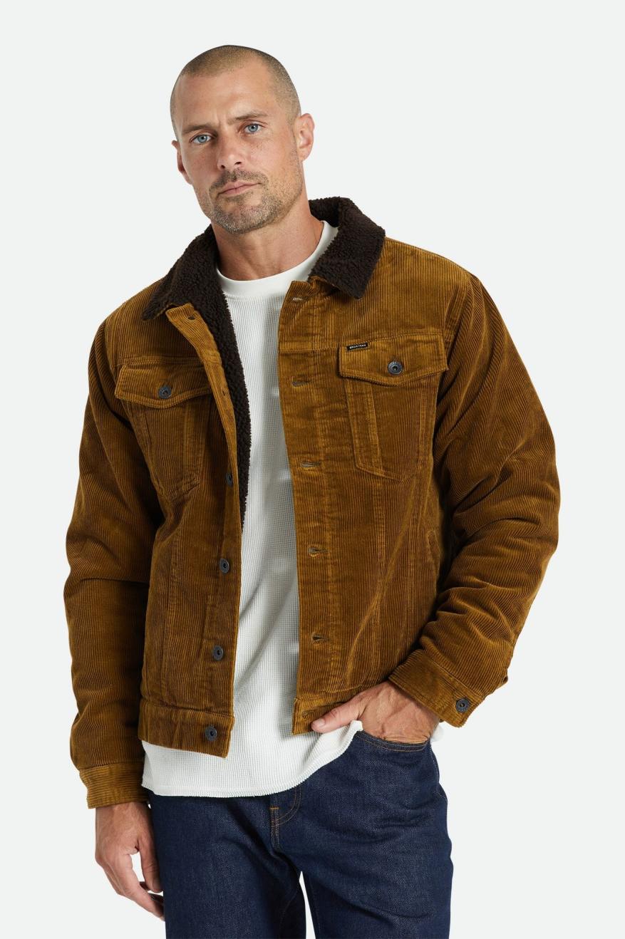 Chaquetas Brixton Cable Sherpa Forro Trucker Hombre Marrones | 321458TZB