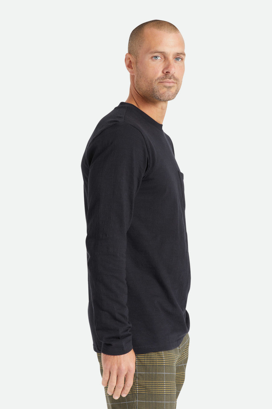 Prendas De Punto Brixton Basic Slub L/S Pocket Hombre Negras | 042368WZR