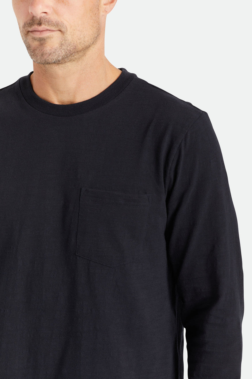 Prendas De Punto Brixton Basic Slub L/S Pocket Hombre Negras | 042368WZR