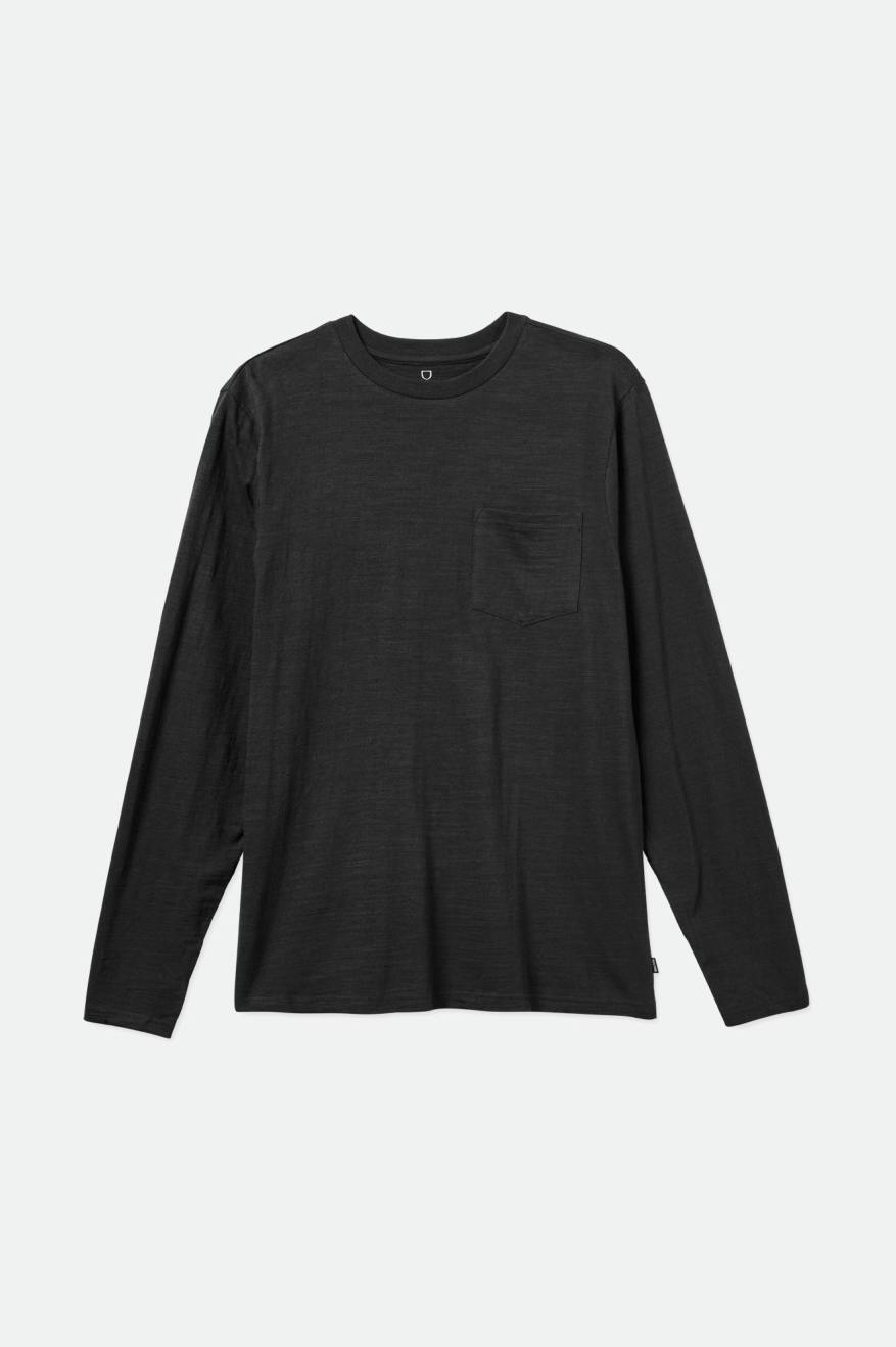 Prendas De Punto Brixton Basic Slub L/S Pocket Hombre Negras | 042368WZR