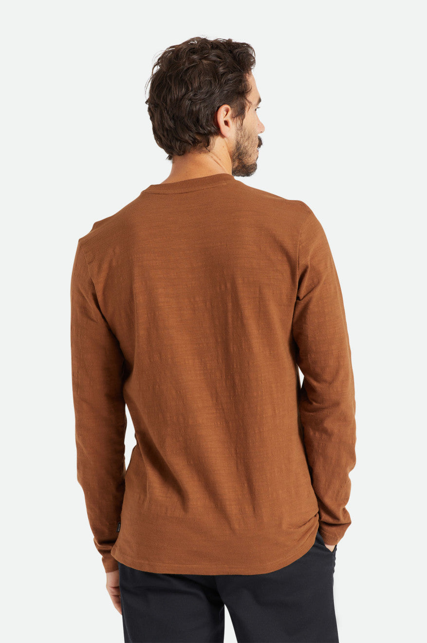 Prendas De Punto Brixton Basic Slub L/S Pocket Hombre Marrones | 431902ATL