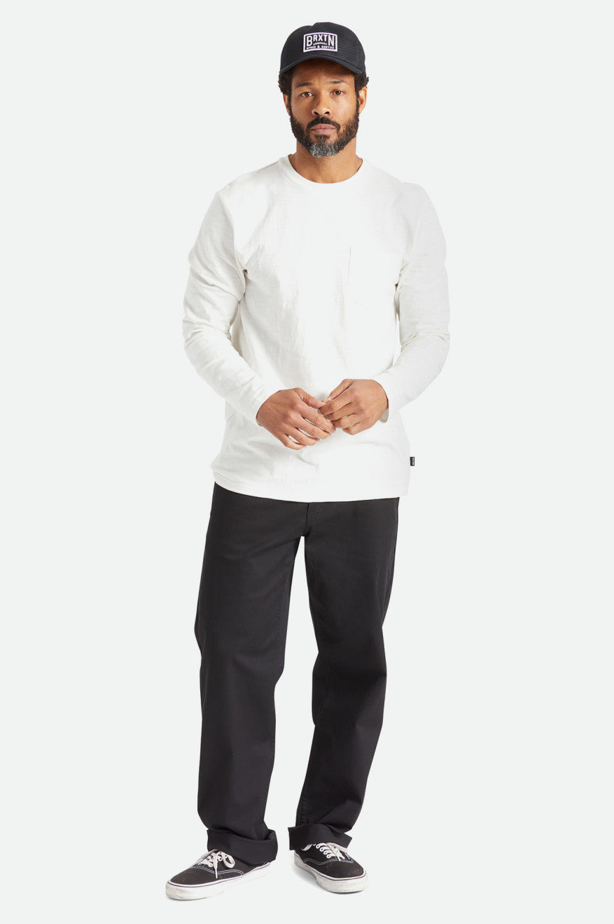 Prendas De Punto Brixton Basic Slub L/S Pocket Hombre Blancas | 805319PQT