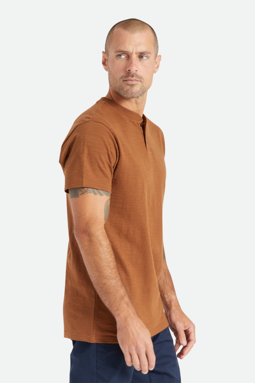 Prendas De Punto Brixton Basic Slub S/S Henley Hombre Marrones | 078943TUP