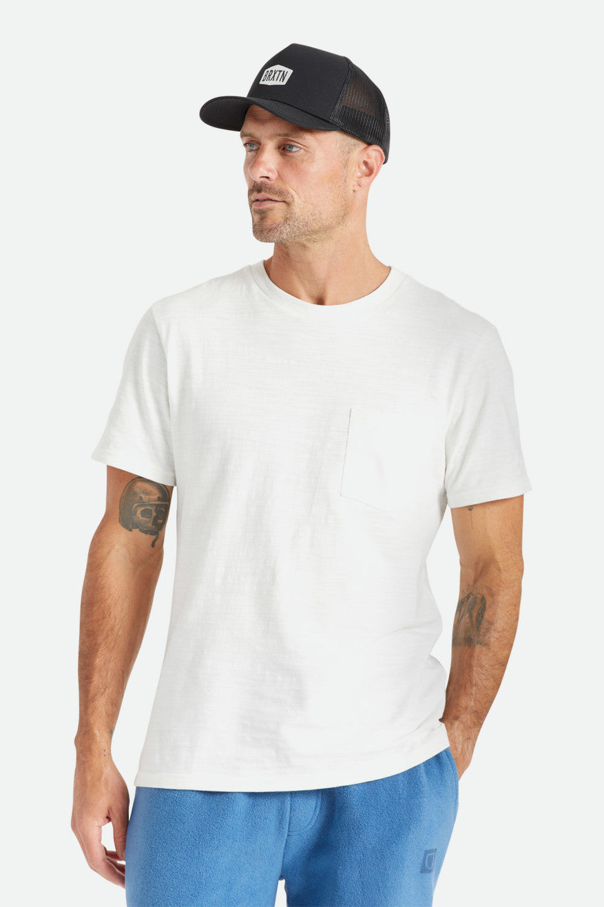 Prendas De Punto Brixton Basic Slub S/S Pocket Hombre Blancas | 514637YIH