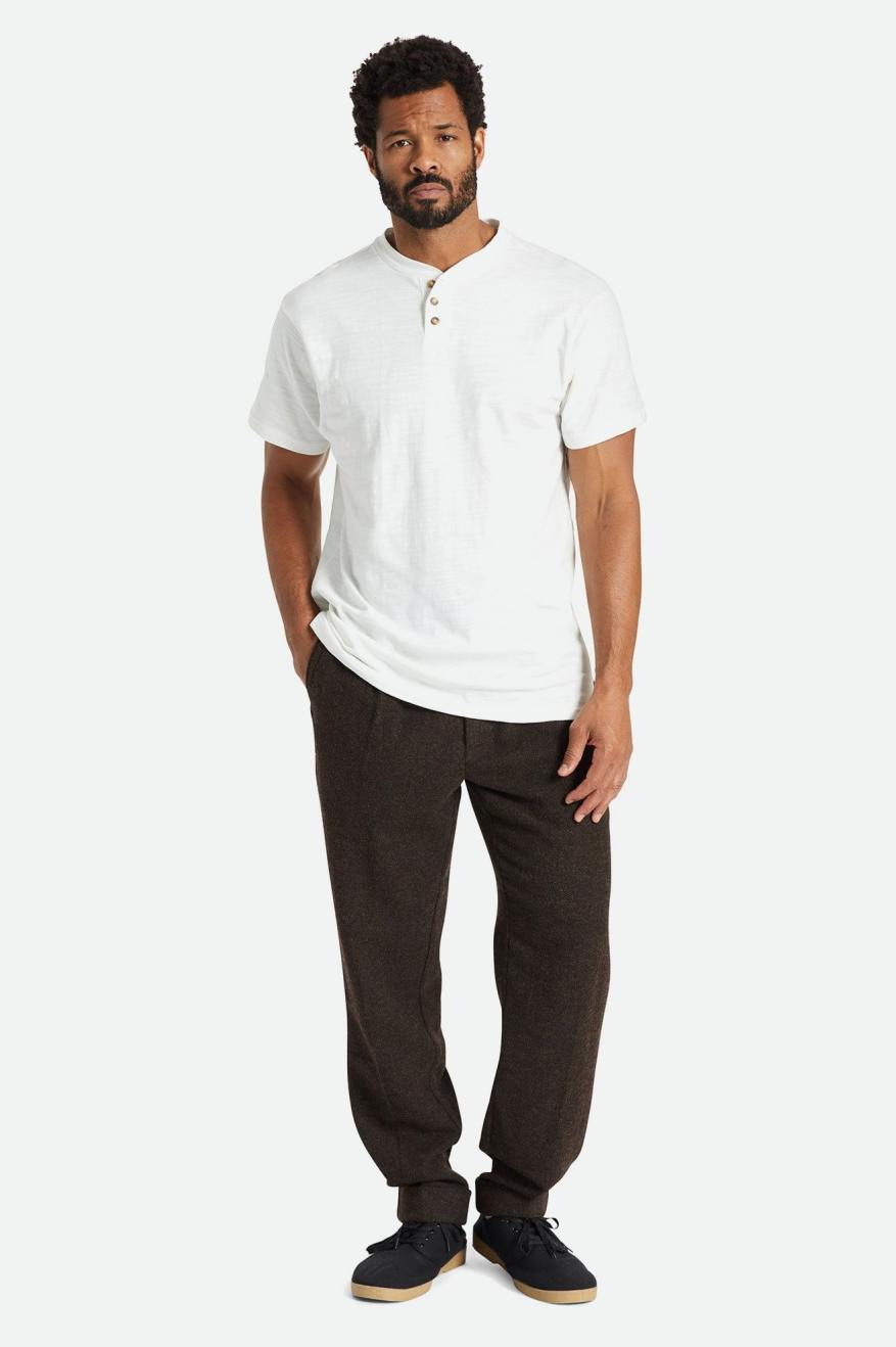 Prendas De Punto Brixton Basic Slub S/S Henley Hombre Blancas | 683021QYK