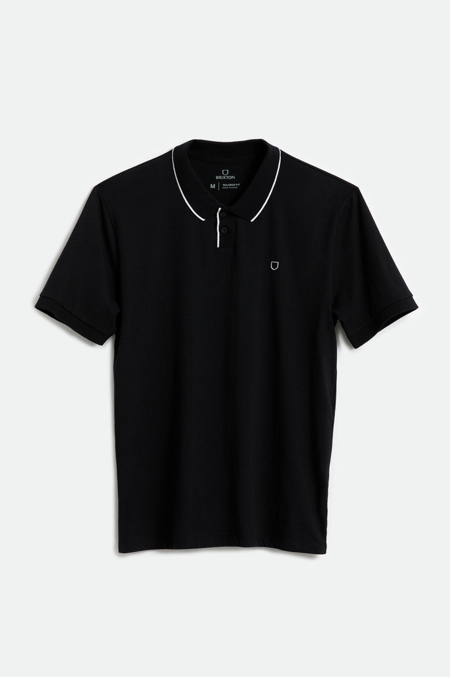 Prendas De Punto Brixton Proper S/S Polo Hombre Negras Blancas | 827613XBC