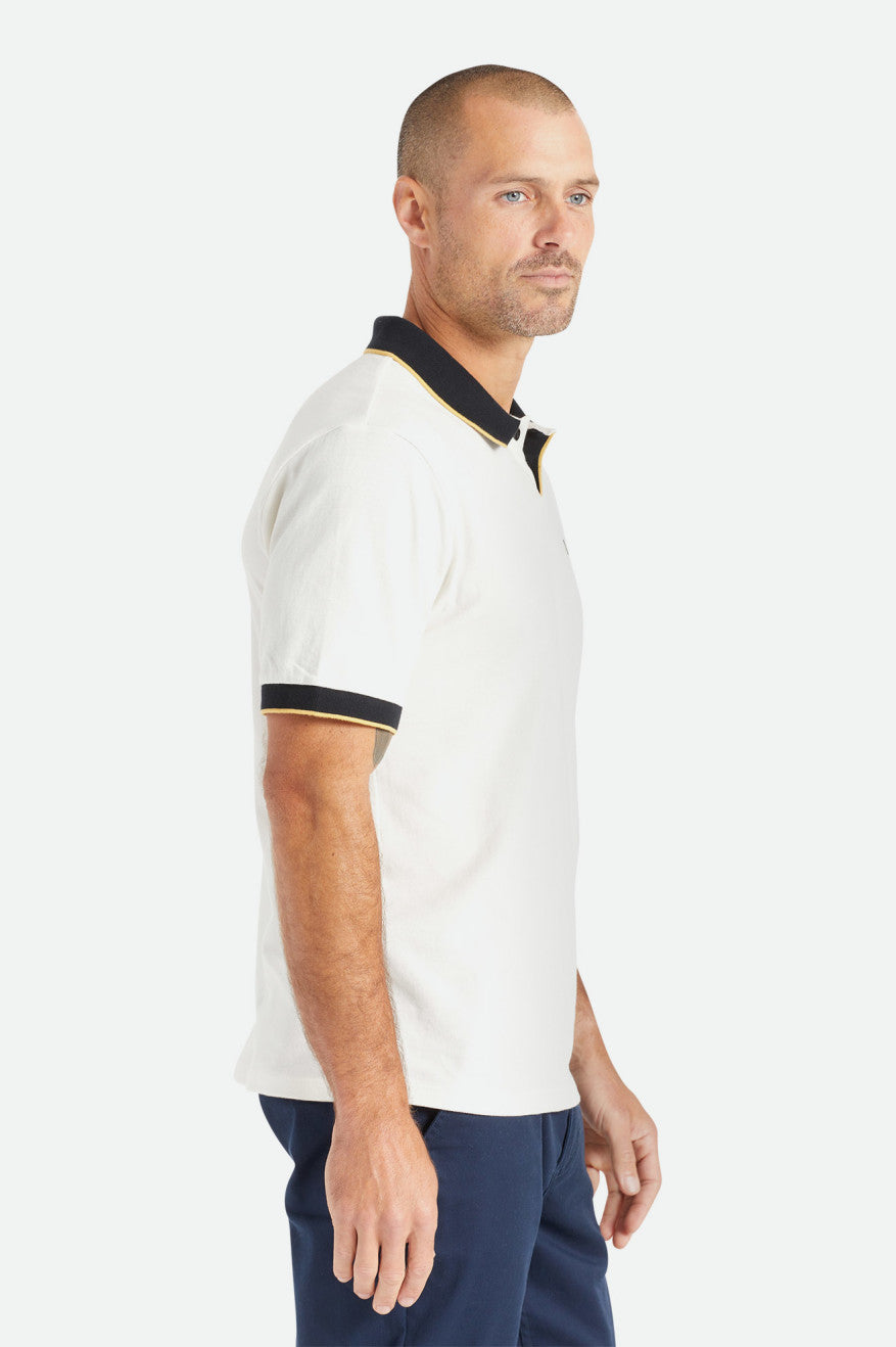 Prendas De Punto Brixton Proper S/S Polo Hombre Blancas Negras | 951064DXU