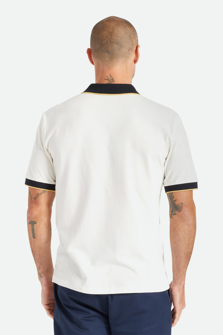 Prendas De Punto Brixton Proper S/S Polo Hombre Blancas Negras | 951064DXU