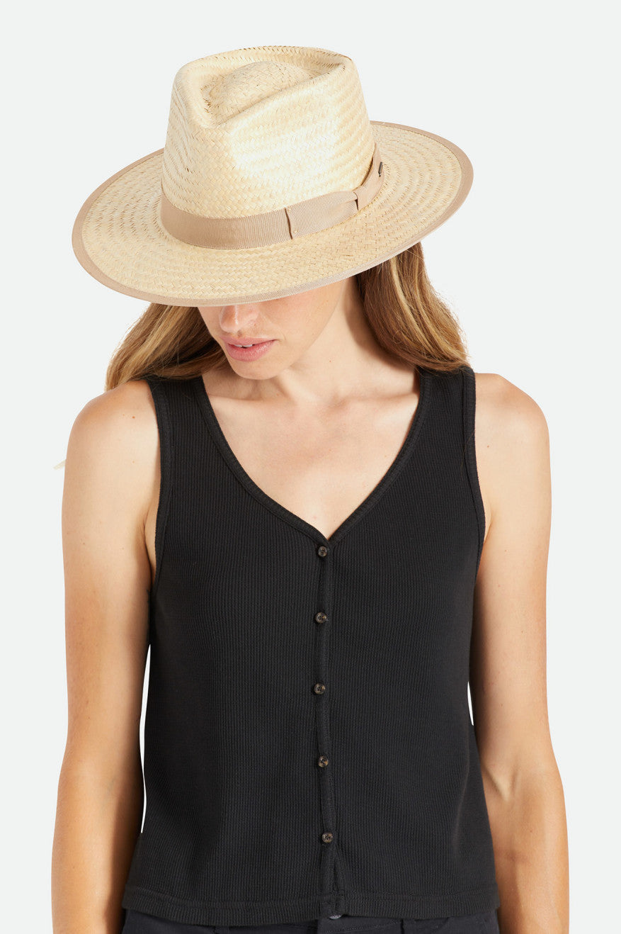 Sombreros Brixton Jo Corta Brim Palmilla Mujer Beige | 317824QZB