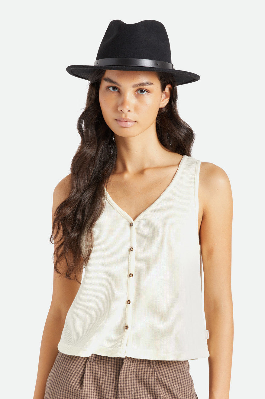 Sombreros De Fieltro Brixton Messer Fedora Mujer Negras | 126938MCB