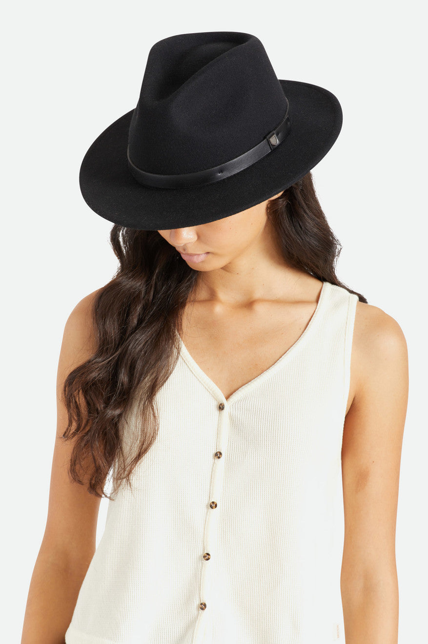 Sombreros De Fieltro Brixton Messer Fedora Mujer Negras | 126938MCB