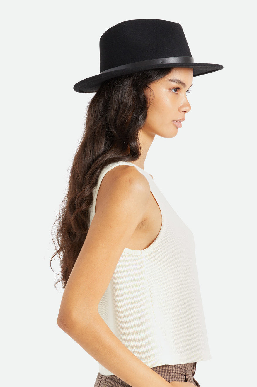 Sombreros De Fieltro Brixton Messer Fedora Mujer Negras | 126938MCB