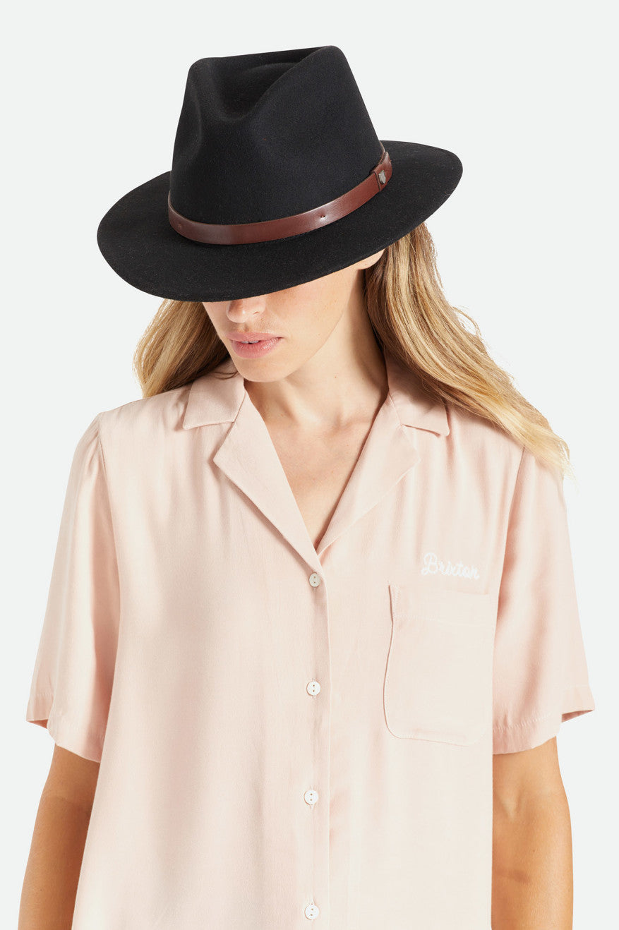 Sombreros De Fieltro Brixton Messer Fedora Mujer Negras | 593048FXP