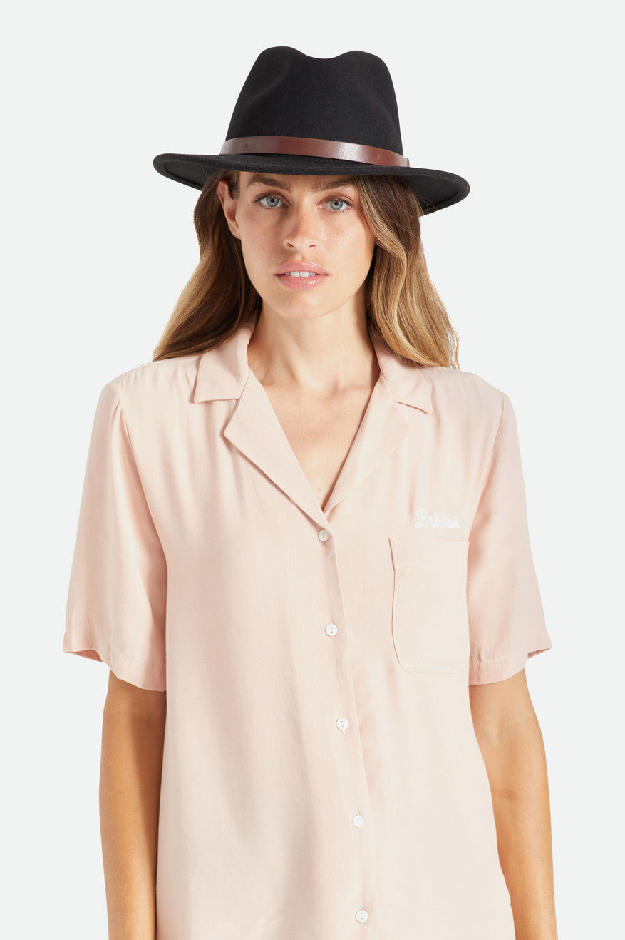 Sombreros De Fieltro Brixton Messer Fedora Mujer Negras | 593048FXP