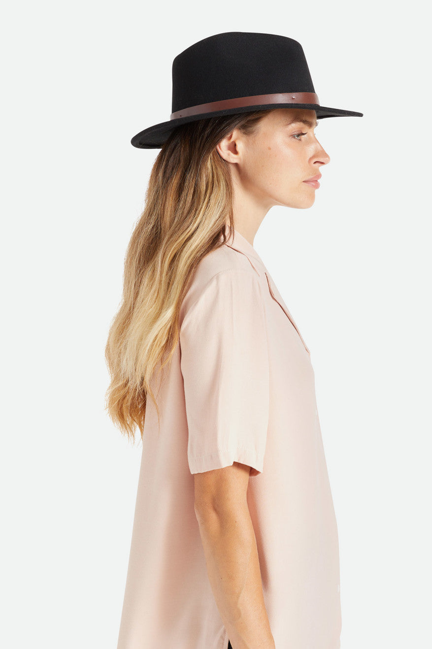 Sombreros De Fieltro Brixton Messer Fedora Mujer Negras | 593048FXP