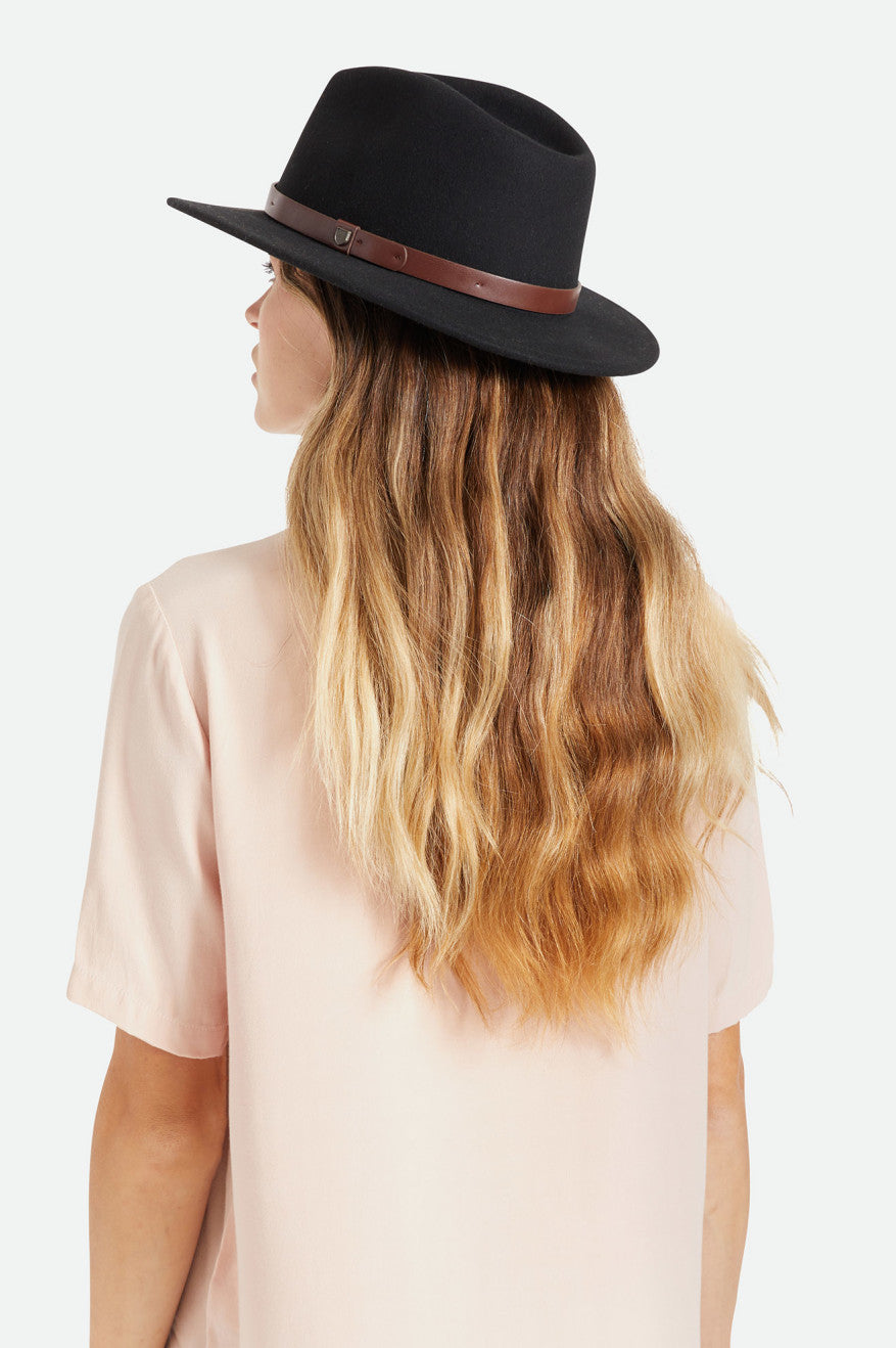 Sombreros De Fieltro Brixton Messer Fedora Mujer Negras | 593048FXP