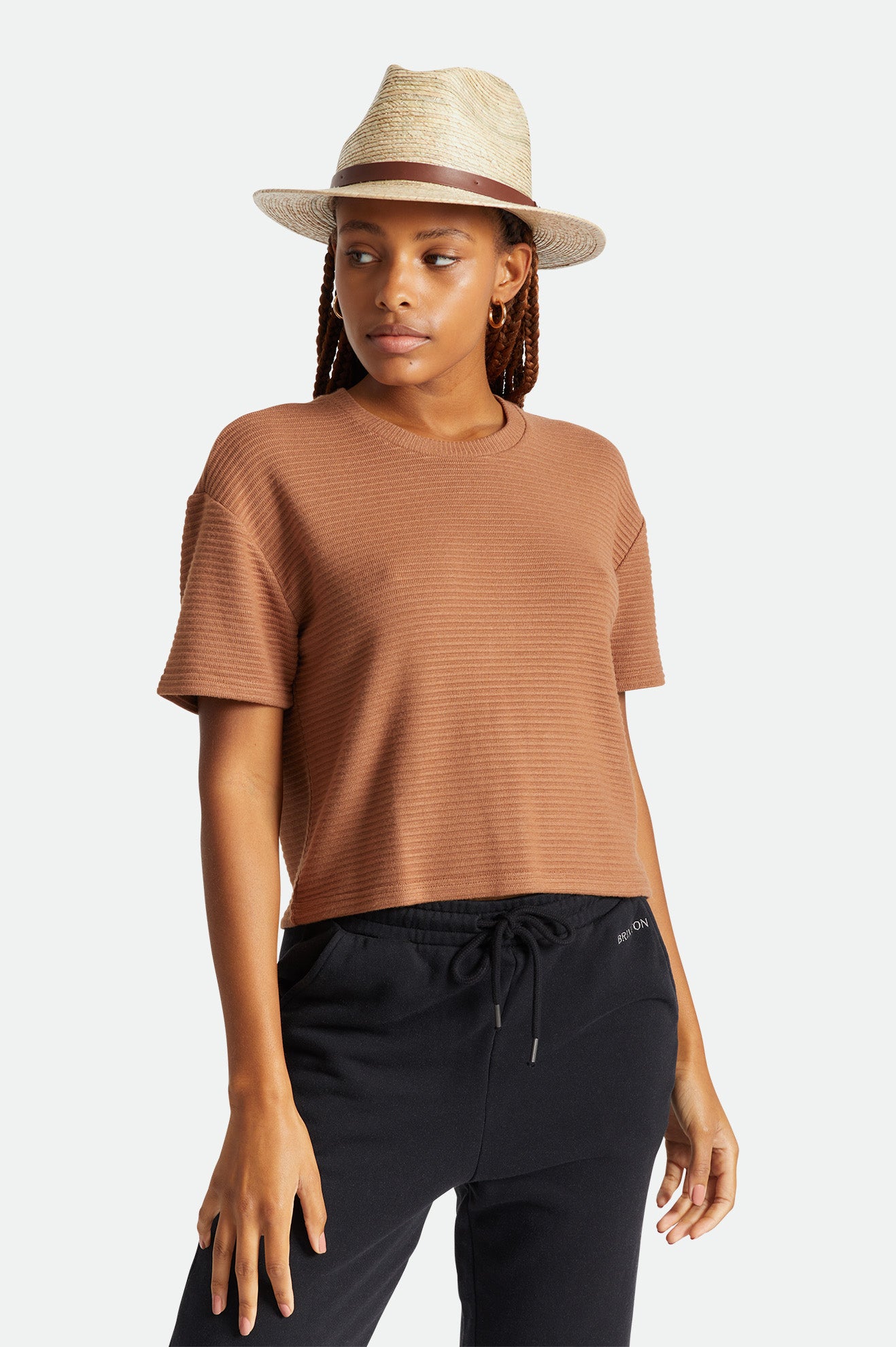 Sombreros De Fieltro Brixton Messer Straw Fedora Mujer Beige | 678432ZAJ