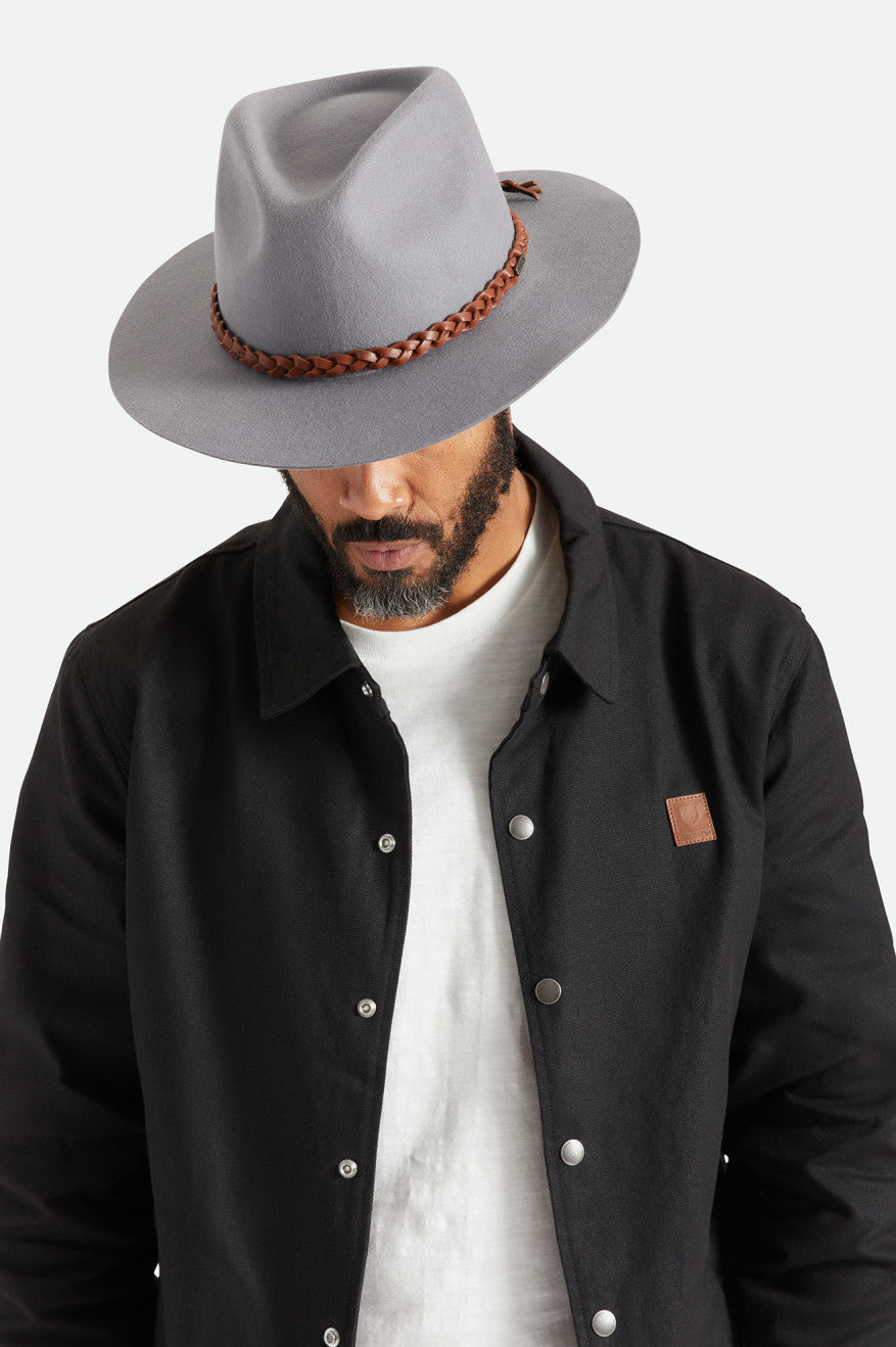 Sombreros De Fieltro Brixton Messer Western Fedora Mujer Gris | 518647MVS