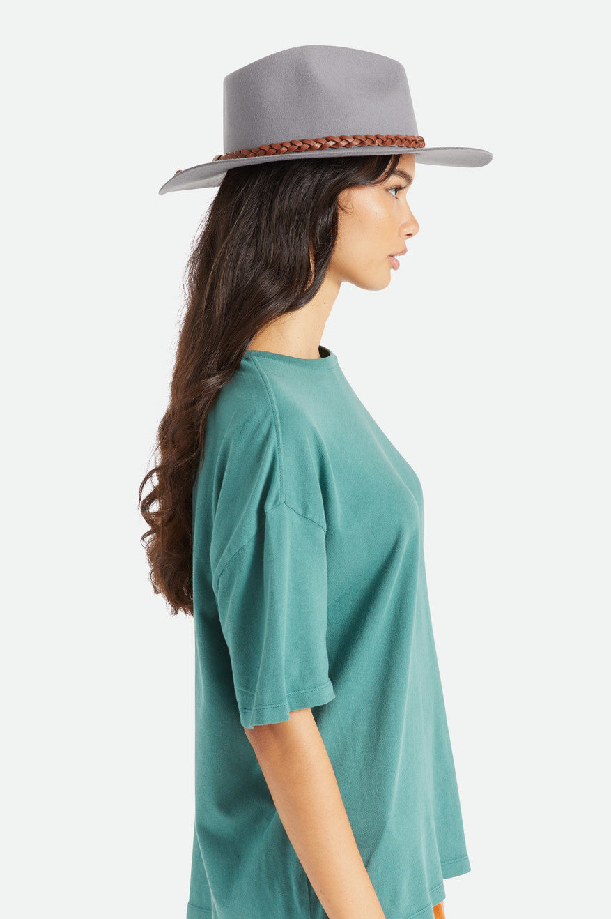 Sombreros De Fieltro Brixton Messer Western Fedora Mujer Gris | 518647MVS