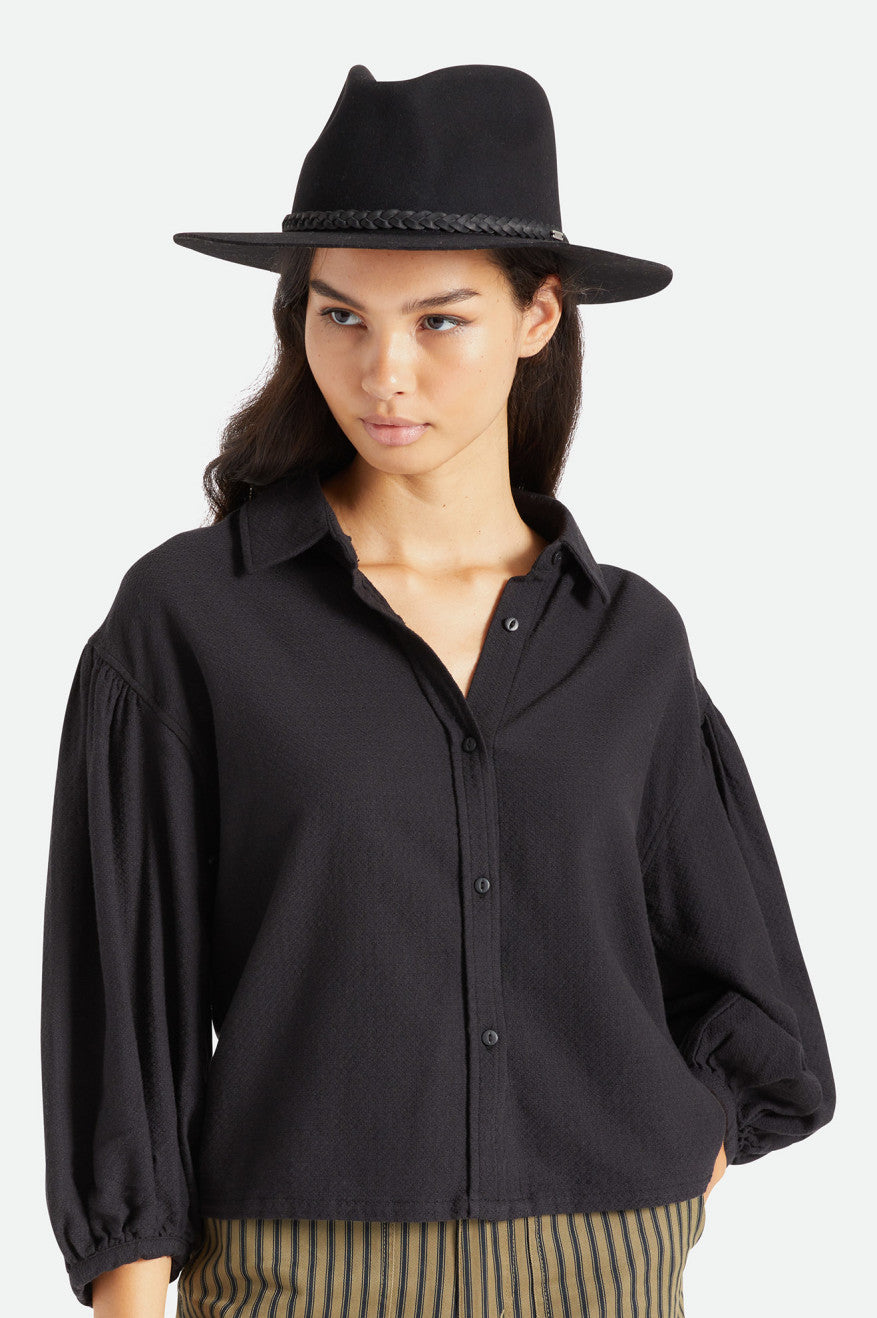 Sombreros De Fieltro Brixton Messer Western Fedora Mujer Negras | 536072PLI