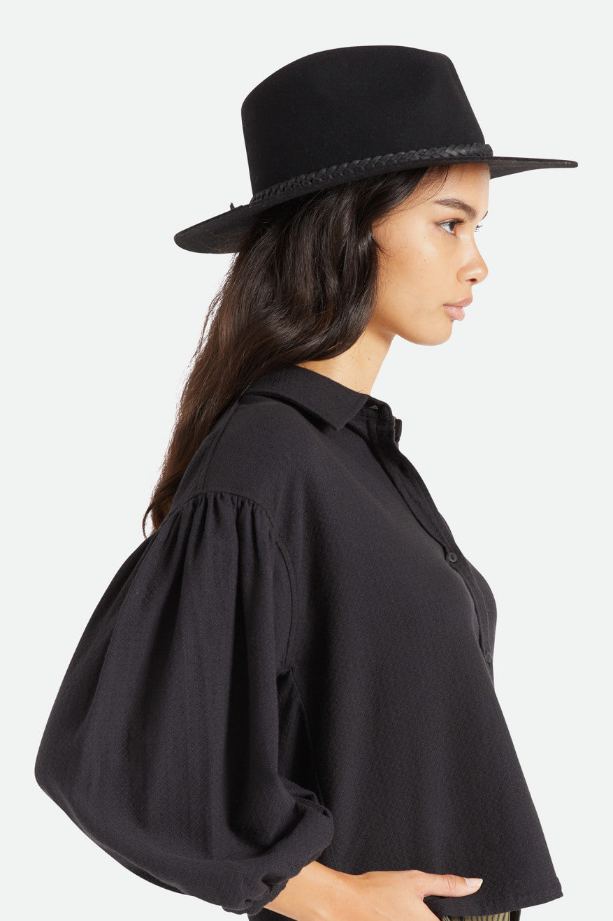 Sombreros De Fieltro Brixton Messer Western Fedora Mujer Negras | 536072PLI