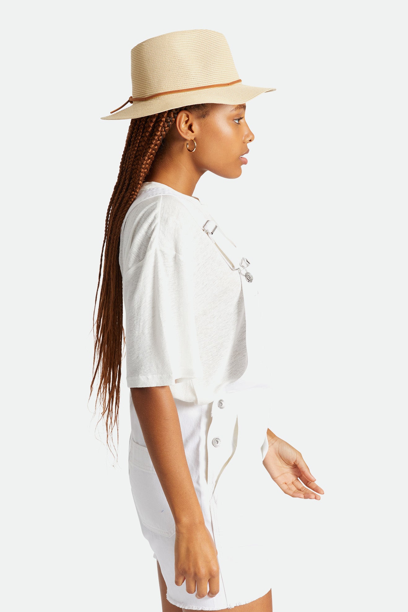 Sombreros De Fieltro Brixton Wesley Straw Packable Fedora Mujer Marrones | 071346XSR