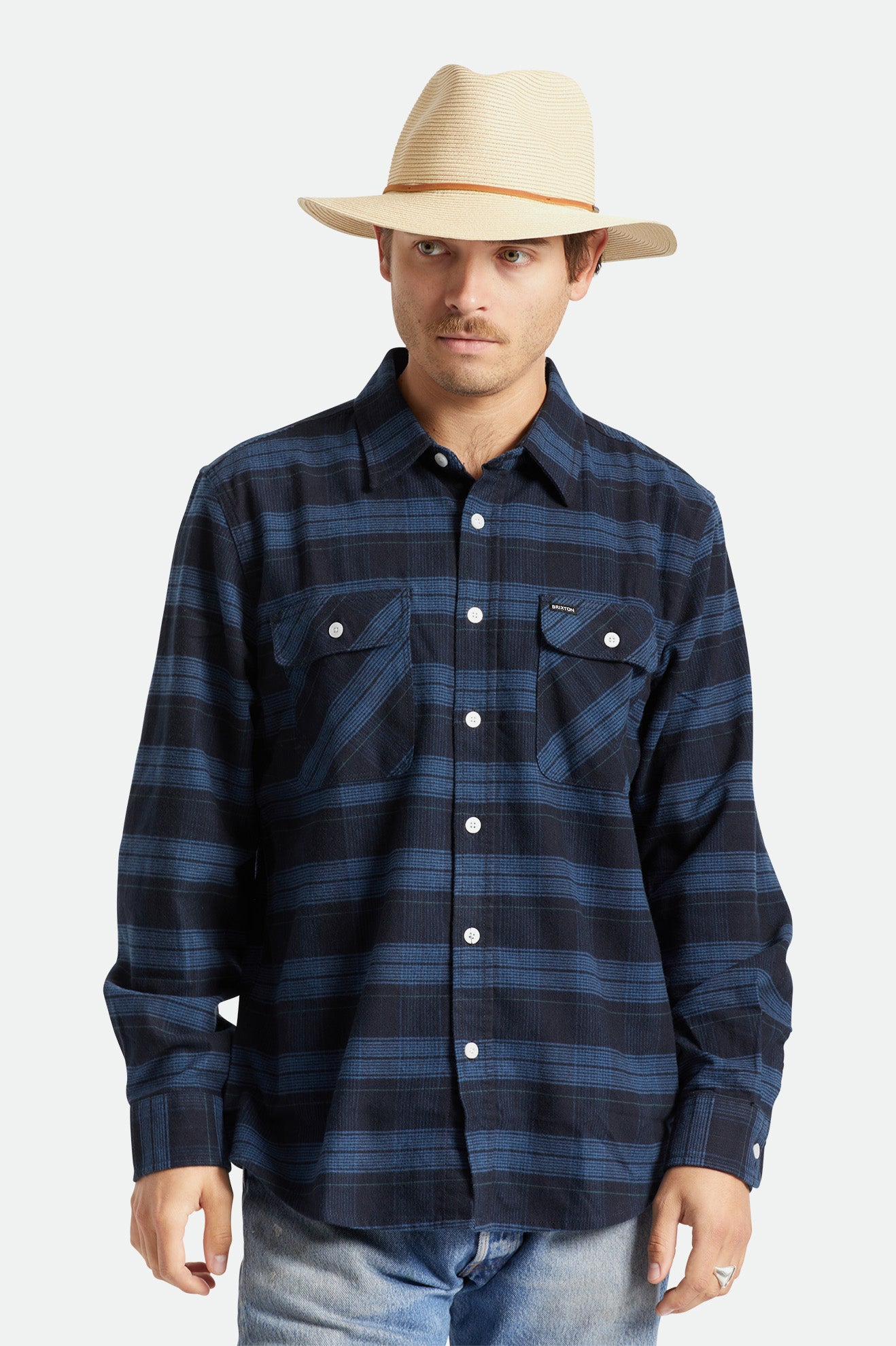 Sombreros De Fieltro Brixton Wesley Straw Packable Hombre Marrones | 213785ARK