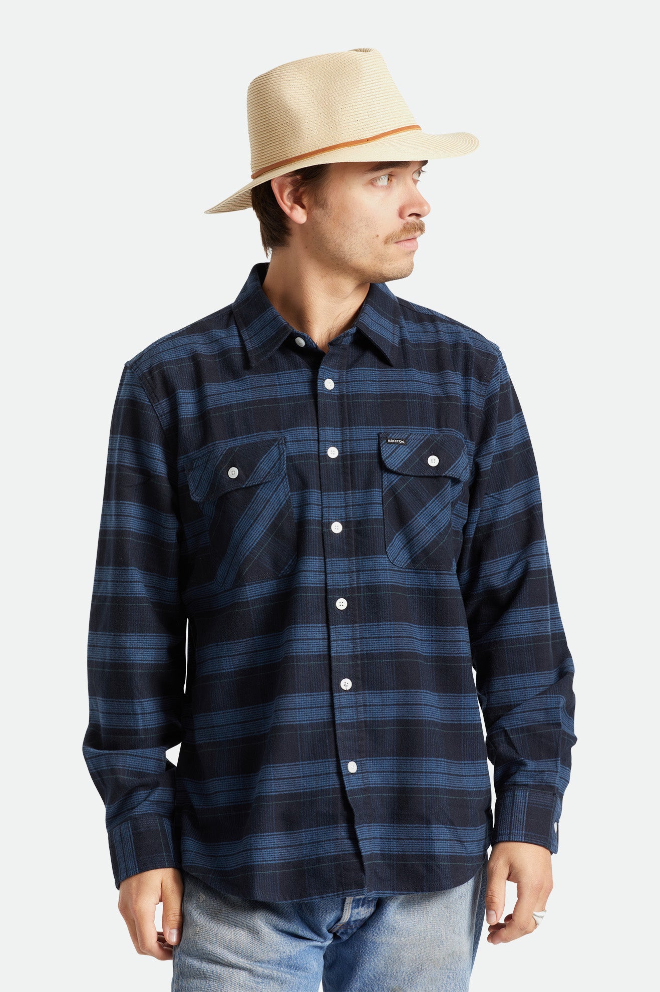 Sombreros De Fieltro Brixton Wesley Straw Packable Hombre Marrones | 213785ARK