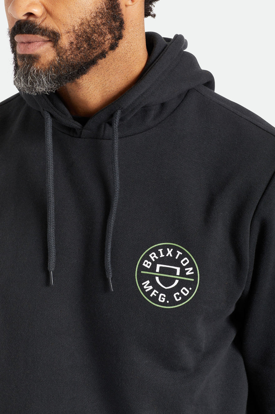 Sudadera Con Capucha Brixton Crest Hombre Negras Verde Blancas | 345672TBQ