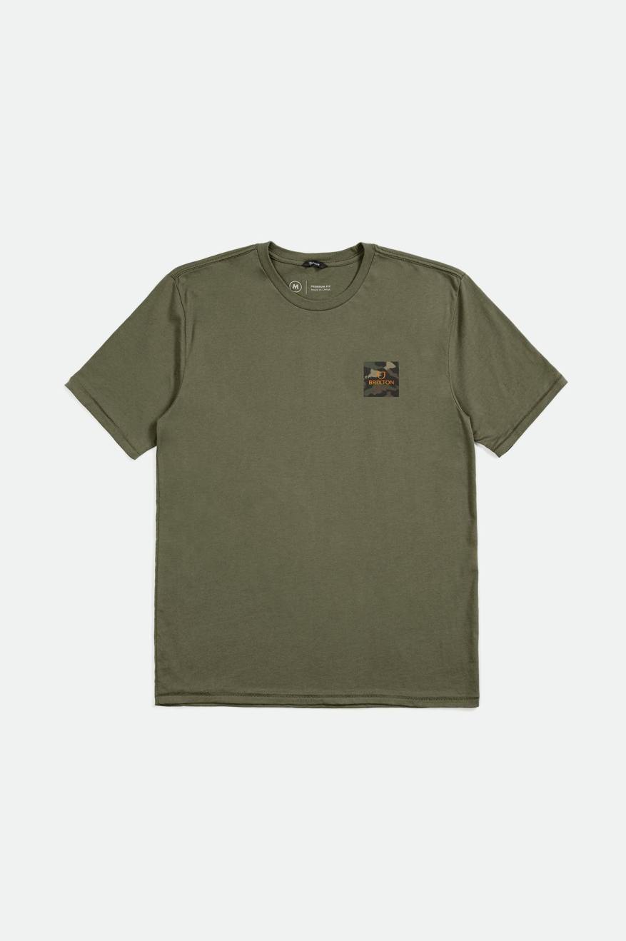 Tops Brixton Alpha Block S/S Tailored Hombre Verde Oliva Naranjas Camuflaje | 813049QIN