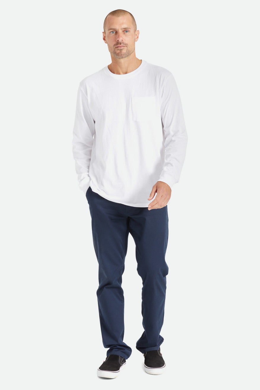 Tops Brixton Basic L/S Pocket Hombre Blancas | 497250TUZ