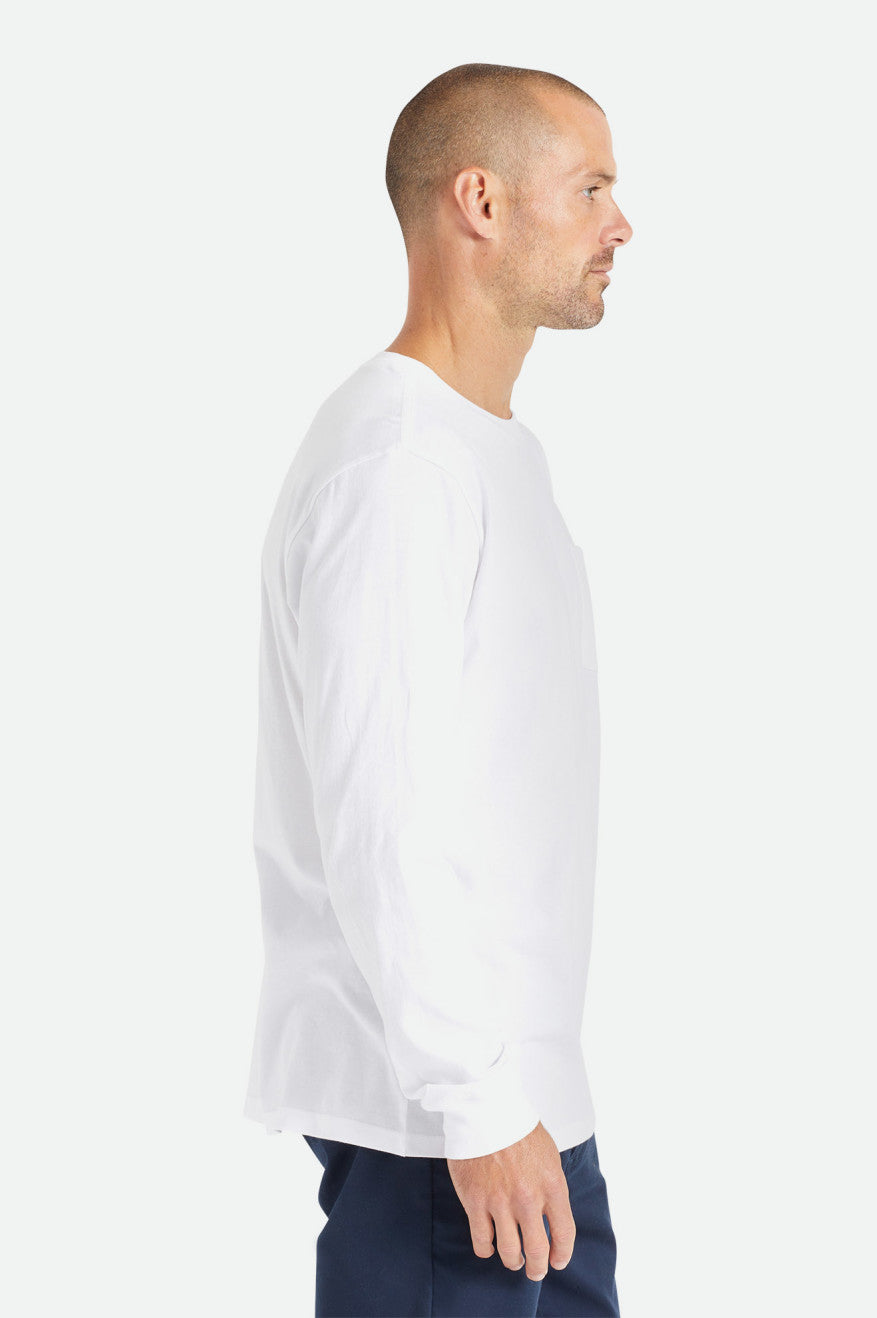 Tops Brixton Basic L/S Pocket Hombre Blancas | 497250TUZ