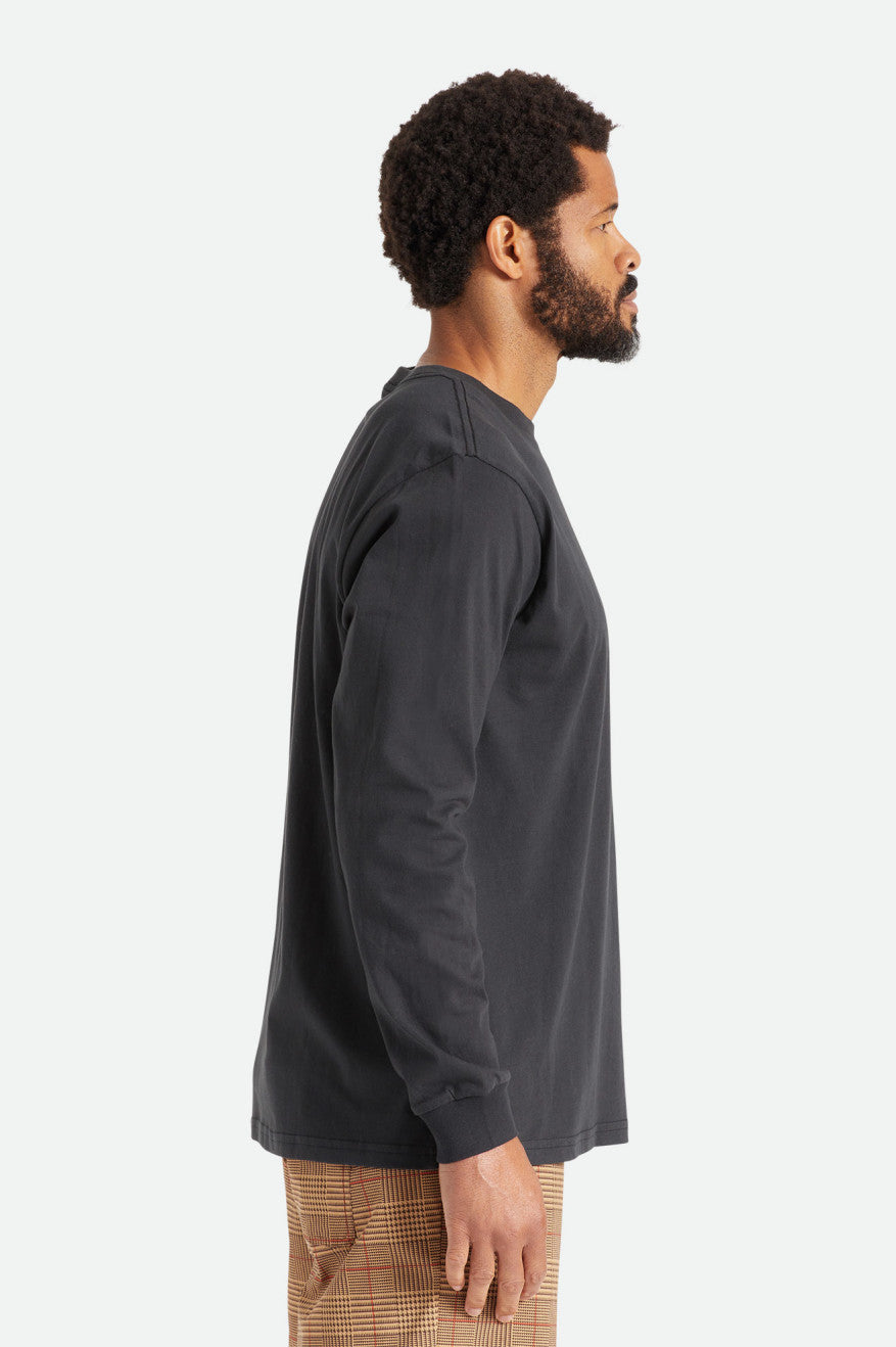 Tops Brixton Basic L/S Pocket Hombre Negras | 059364QSU