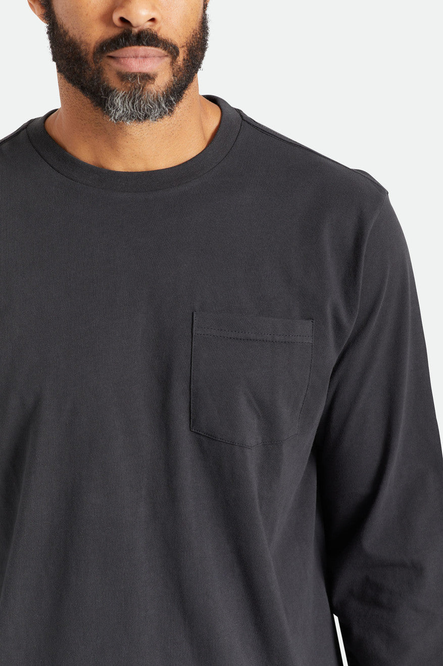 Tops Brixton Basic L/S Pocket Hombre Negras | 059364QSU