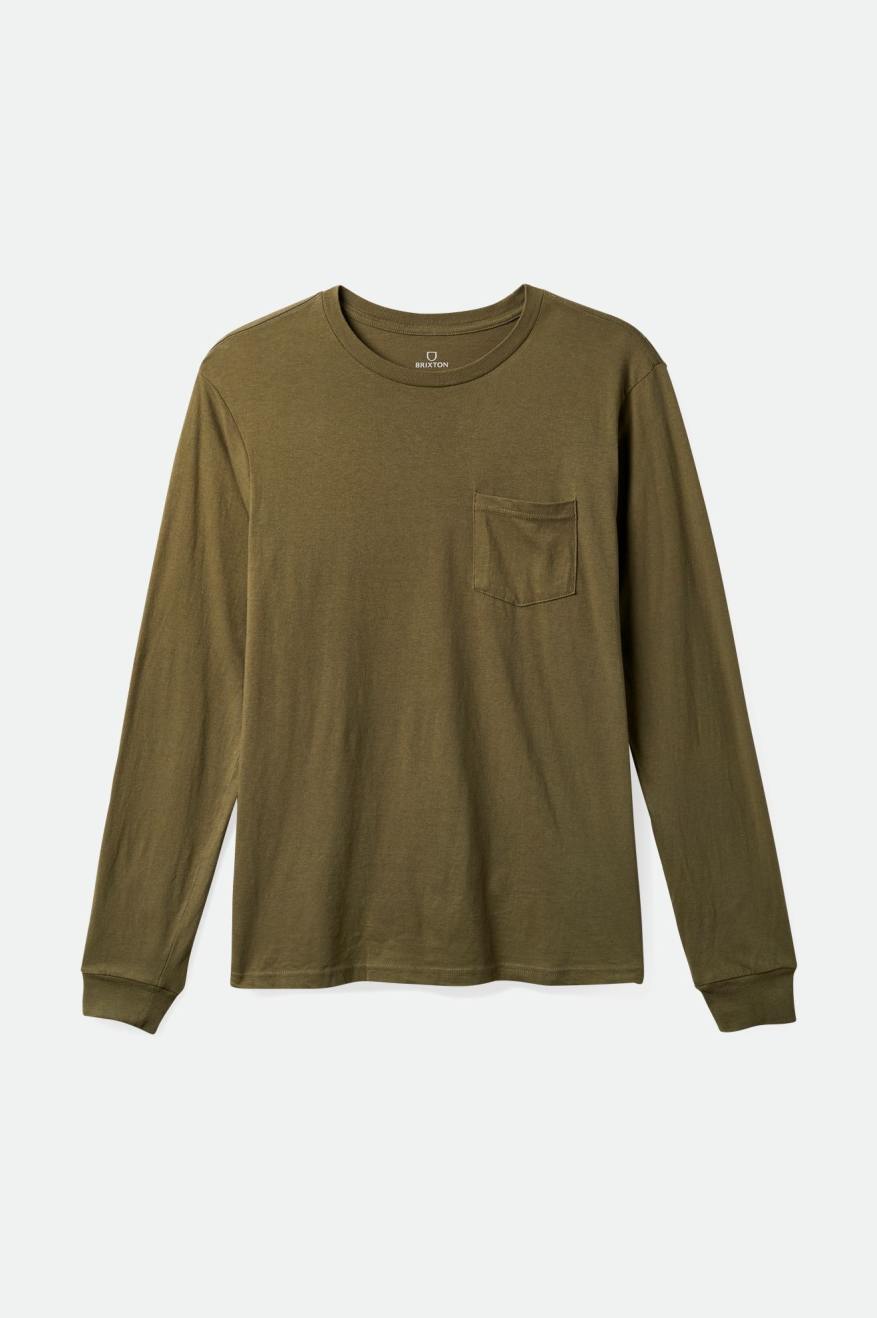 Tops Brixton Basic L/S Pocket Hombre Verde Oliva | 417236LPA