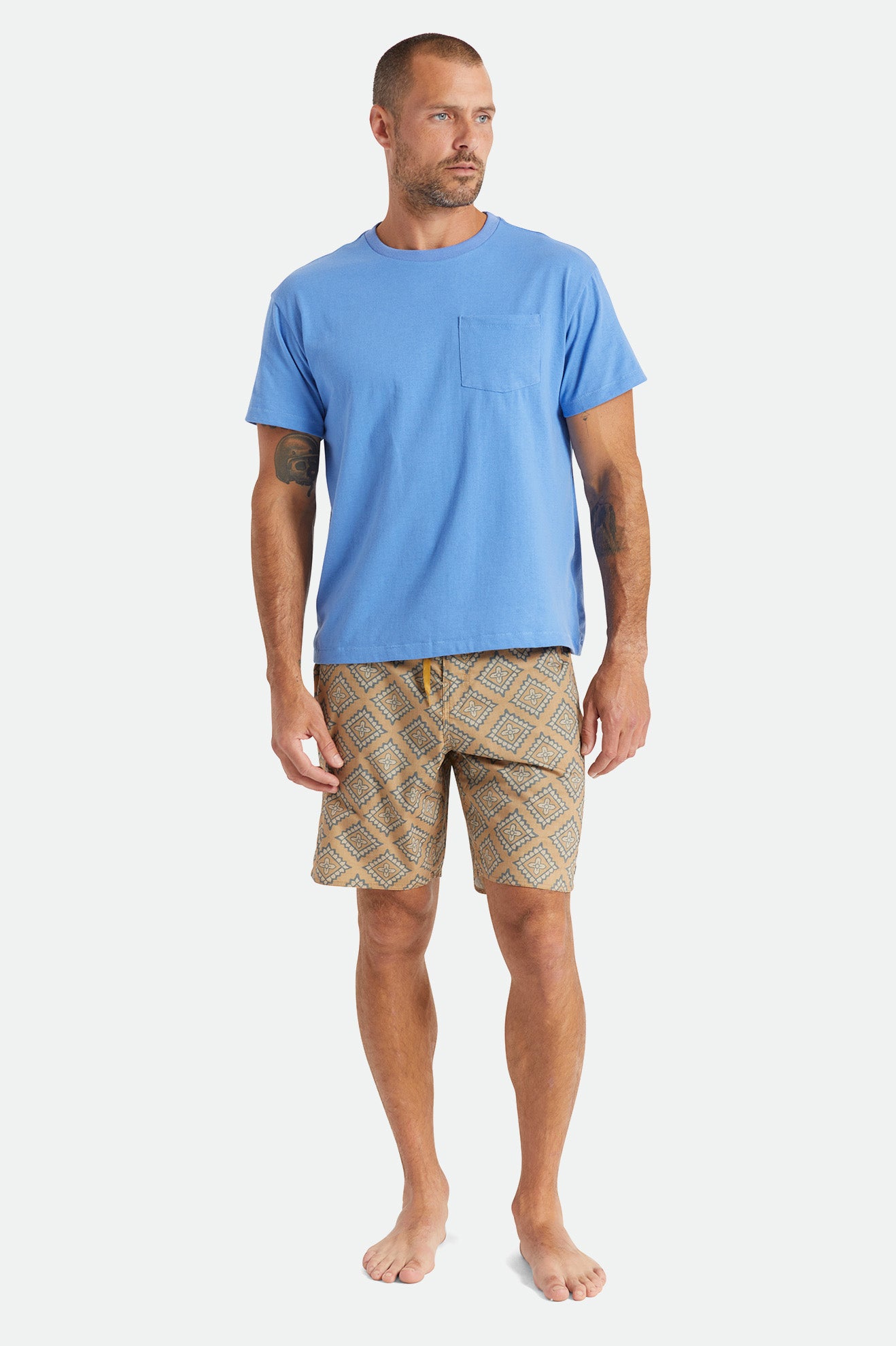 Tops Brixton Basic S/S Pocket Hombre Azules | 941875EIH