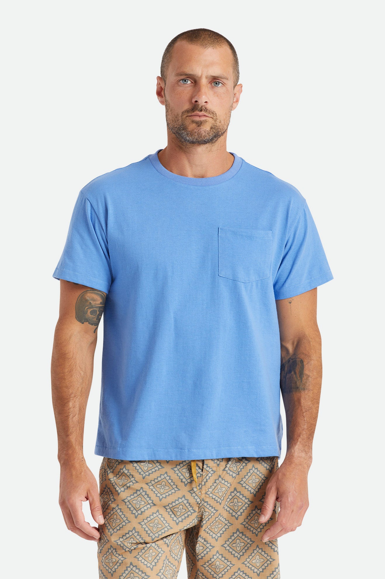 Tops Brixton Basic S/S Pocket Hombre Azules | 941875EIH