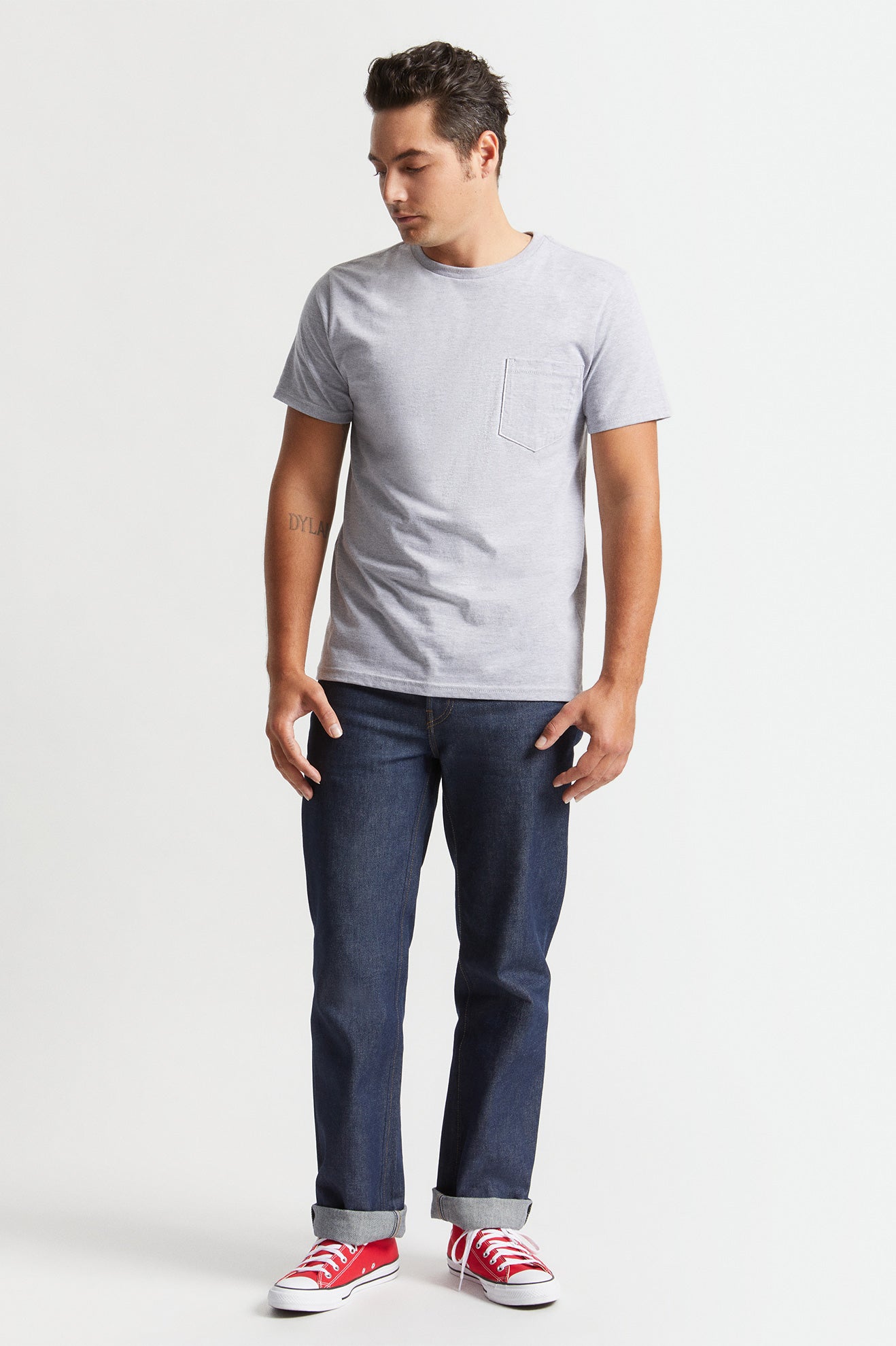 Tops Brixton Basic S/S Pocket Hombre Gris | 931056ODA